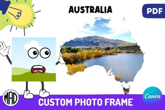Australia Map Canva Photo Frame in PDF