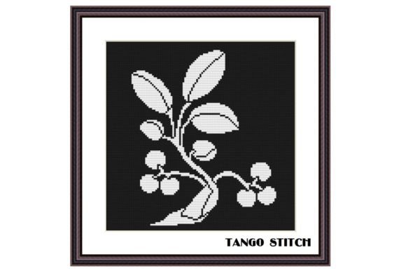 Black and White Cherry Cross Stitch