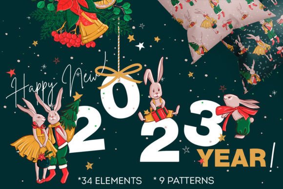 Christmas Clipart Rabbit Seamless Pattern: A Versatile Resource for Holiday Design