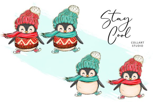 Cute Penguins Winter Illustrations
