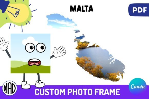 Malta Map Canva Photo Frame in PDF – A Unique Custom Design Tool for Everyone