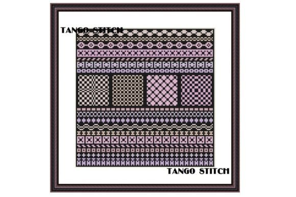 Pink and Violet Cross Stitch Ornaments