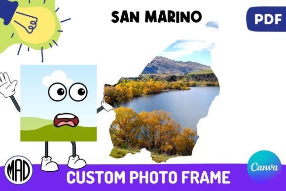 San Marino Map Canva Photo Frame in PDF